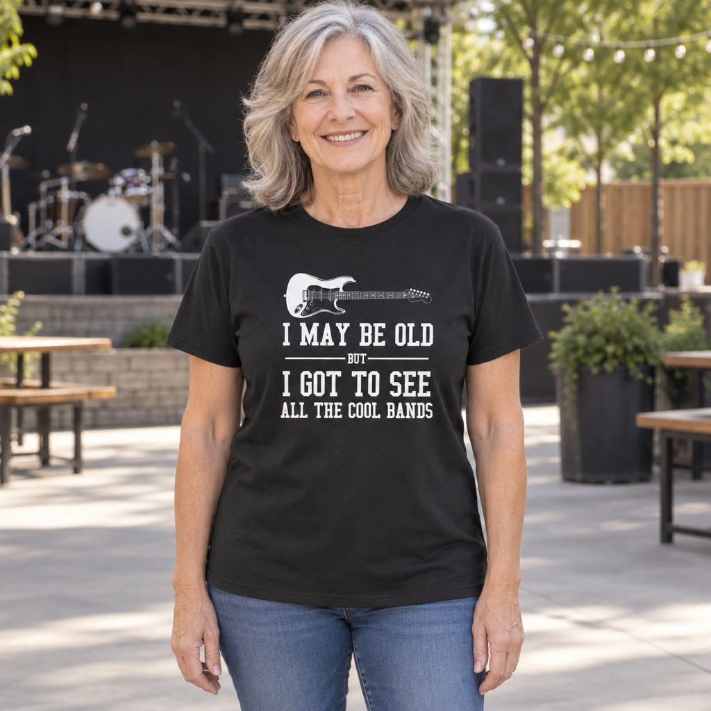 I Got to See All the Cool Bands — Black T-Shirt — lifestyle hero