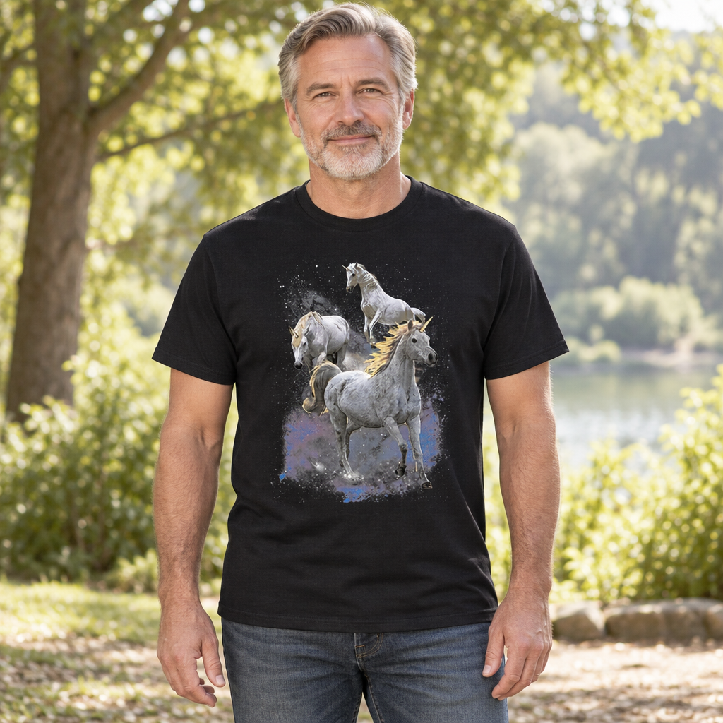 Unicorn Herd — Black T-Shirt — lifestyle hero