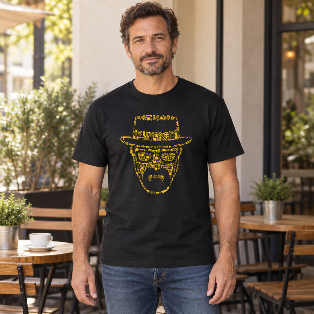 Heisenberg Illustration — Black T-Shirt — lifestyle hero