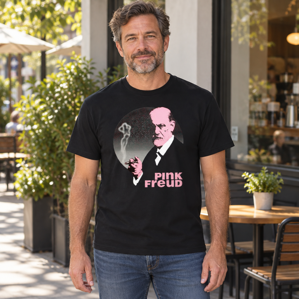 Pink Freud — Black T-Shirt — lifestyle hero