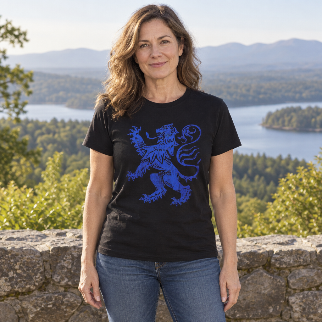 Scottish Lion Rampant — Black T-Shirt — lifestyle hero