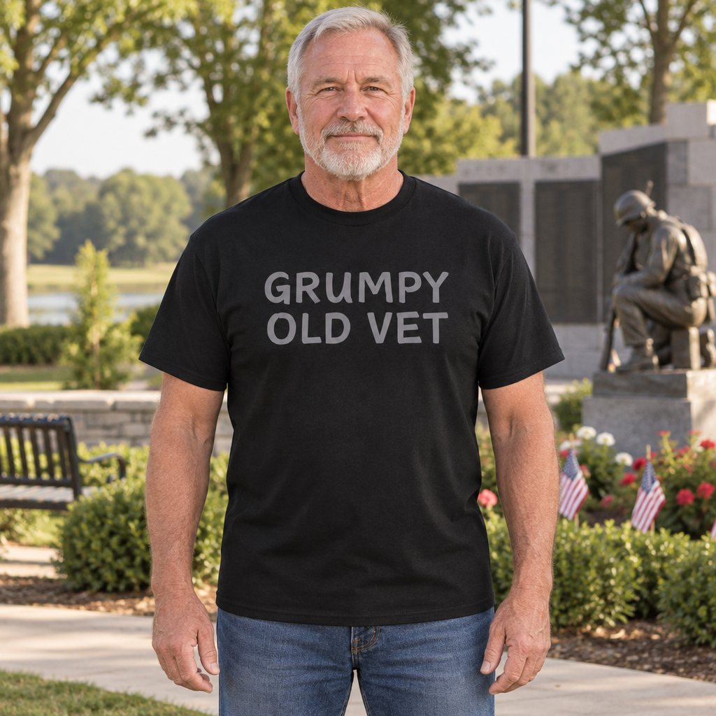 Grumpy Old Vet — Black T-Shirt — lifestyle hero
