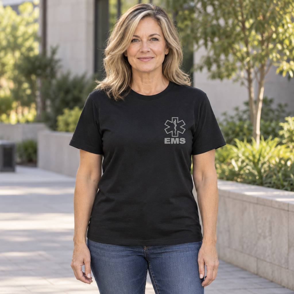 EMS Star of Life — Black T-Shirt — lifestyle hero