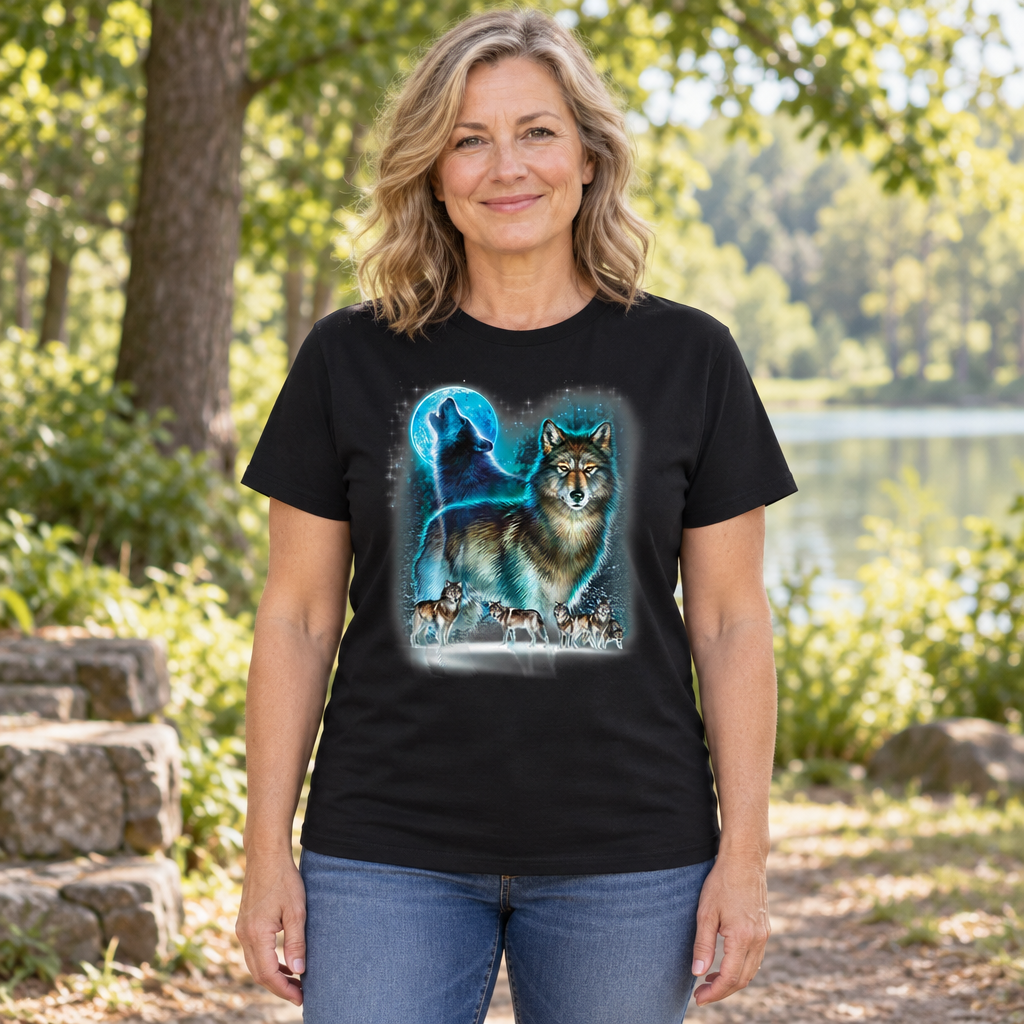 Howling Wolf Pack — Black T-Shirt — lifestyle hero