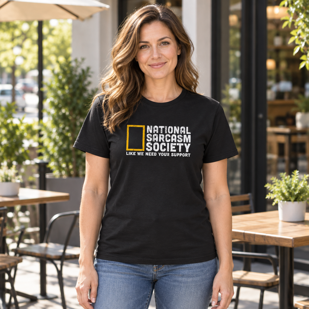 National Sarcasm Society — Black T-Shirt — lifestyle hero