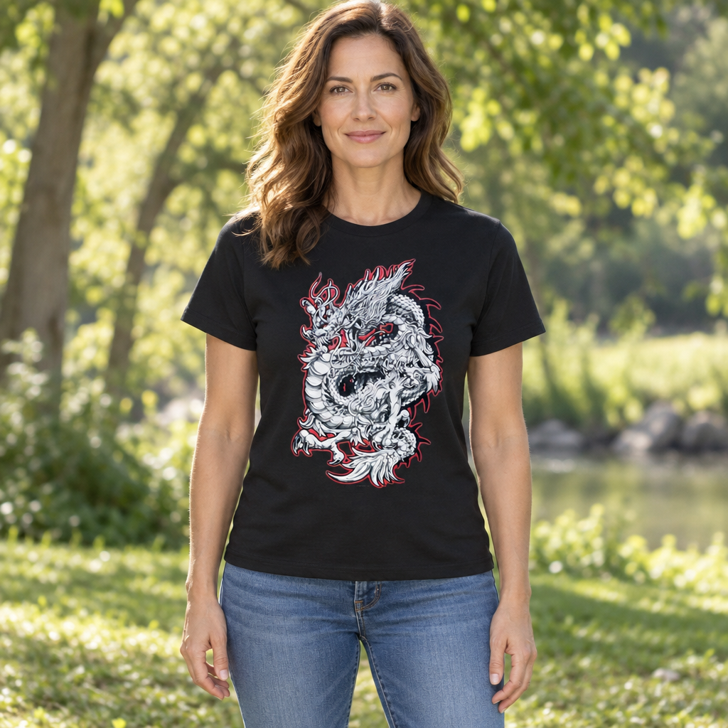Crimson Dragon — Black T-Shirt — lifestyle hero