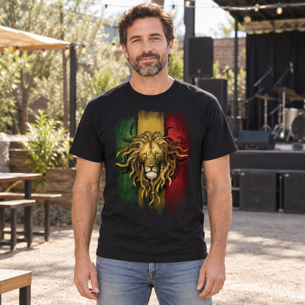 Rasta Lion — Black T-Shirt — lifestyle hero