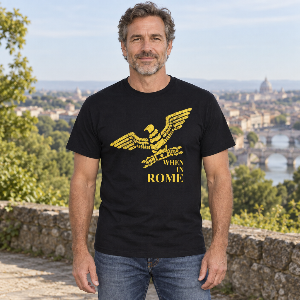 When in Rome Eagle — Black T-Shirt — lifestyle hero
