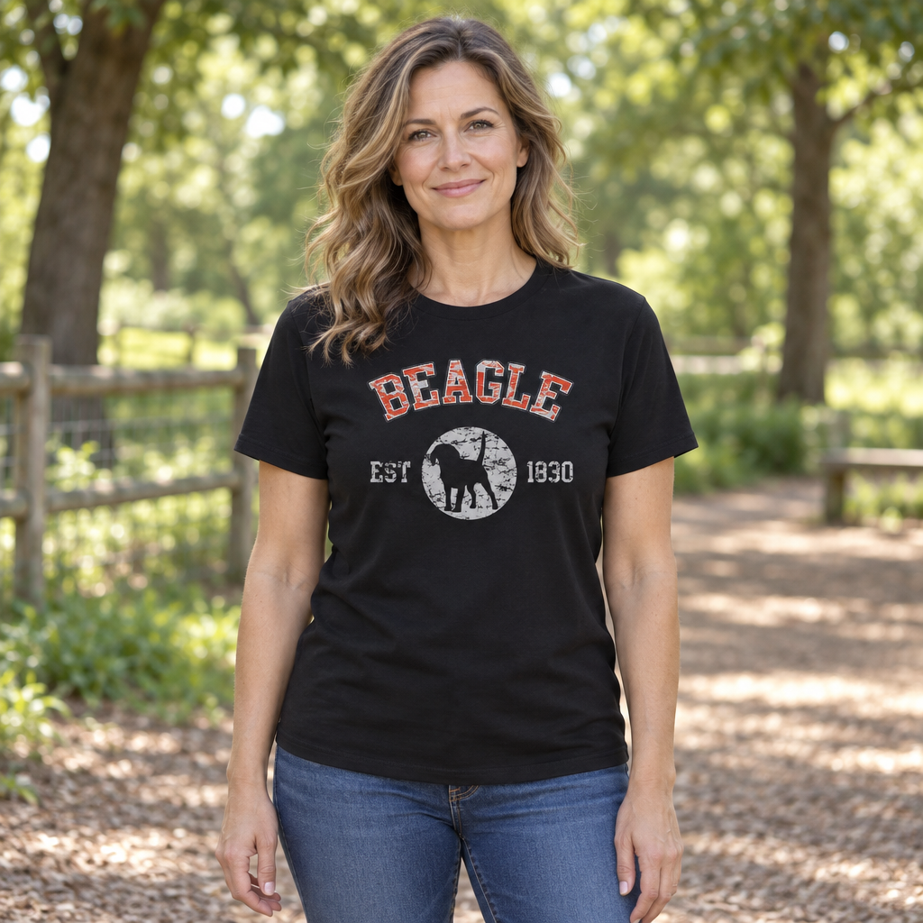 Beagle Established 1830 — Black T-Shirt — lifestyle hero