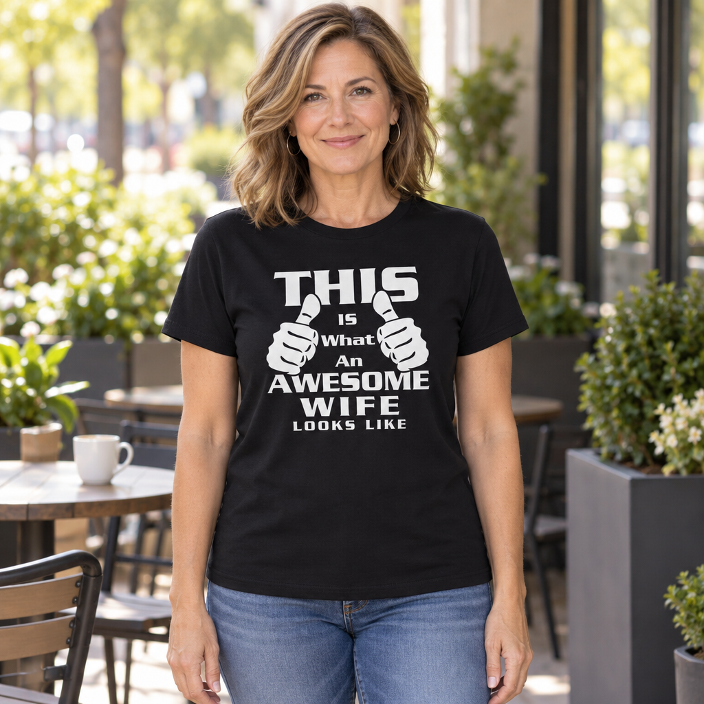 This Is What an Awesome Wife Looks Like — Black T-Shirt — lifestyle hero