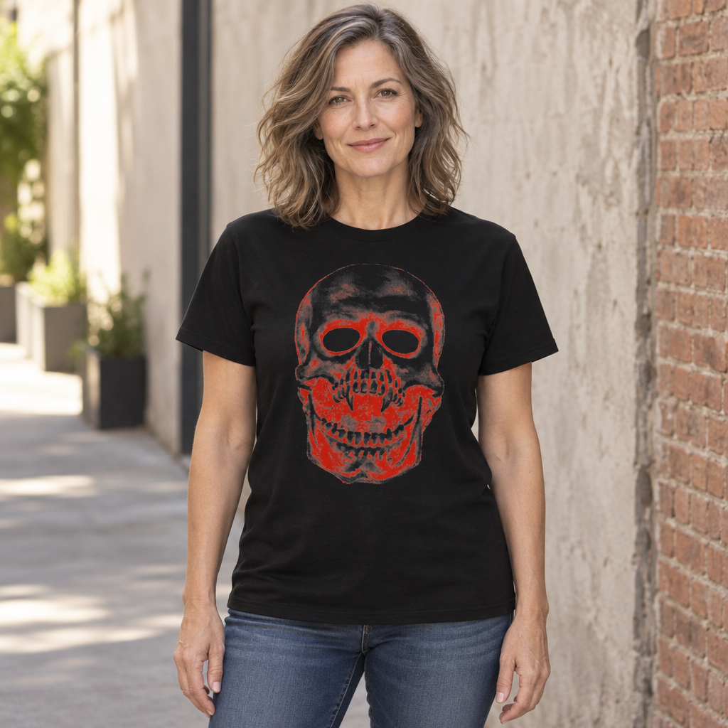 Red X-Ray Skull — Black T-Shirt — lifestyle hero
