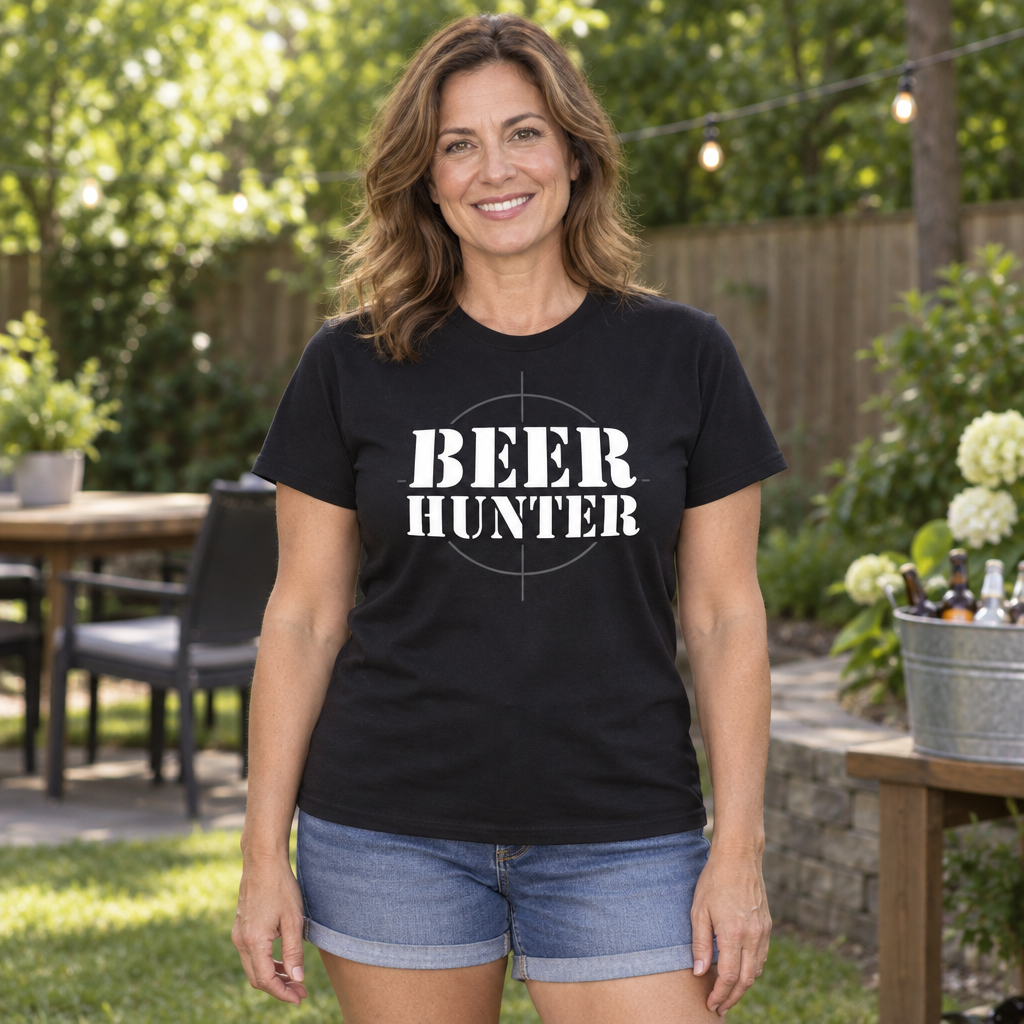 Beer Hunter — Black T-Shirt — lifestyle hero