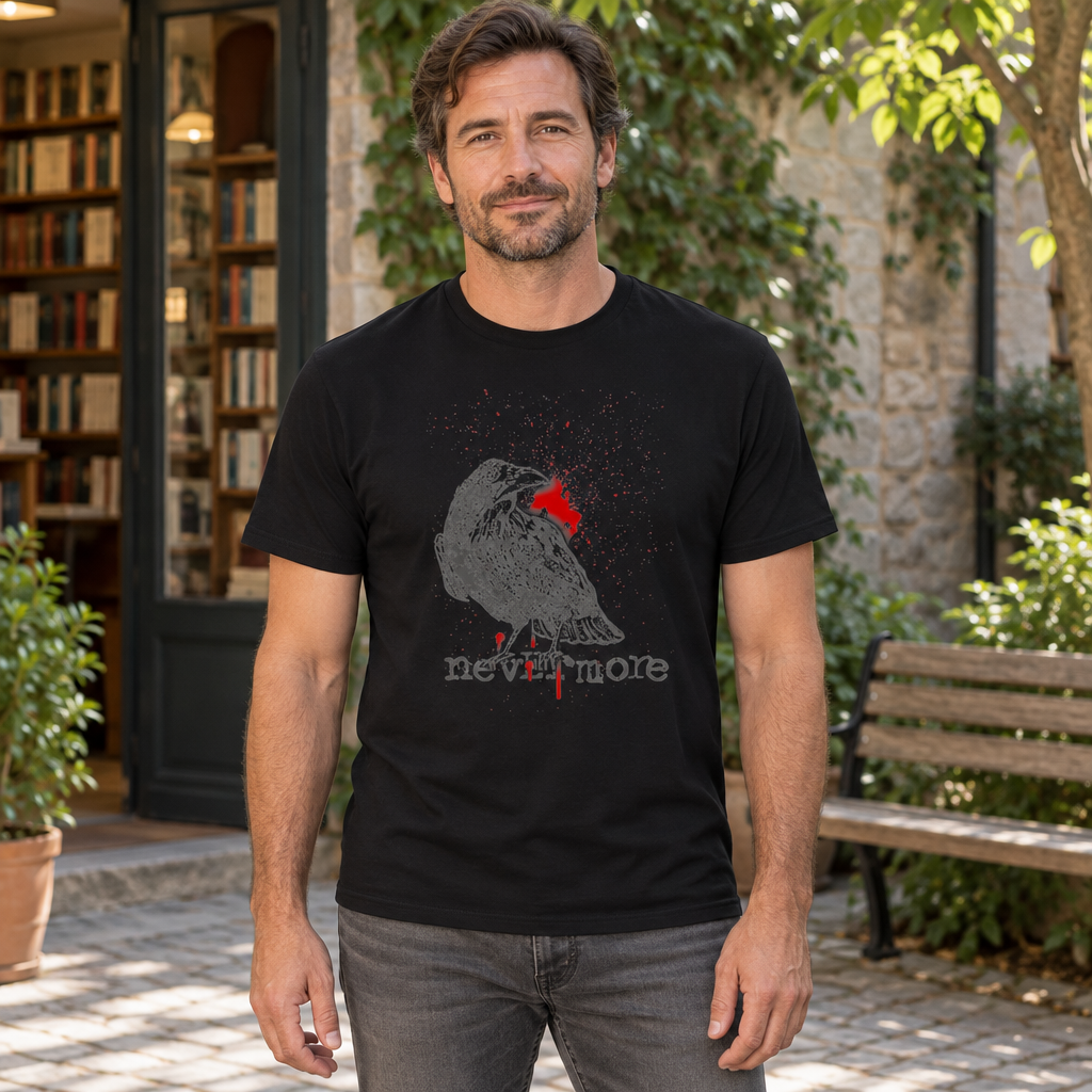 Nevermore Raven — Black T-Shirt — lifestyle hero