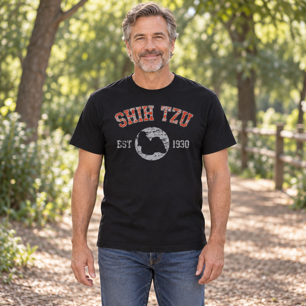 Shih Tzu Established 1930 — Black T-Shirt — lifestyle hero