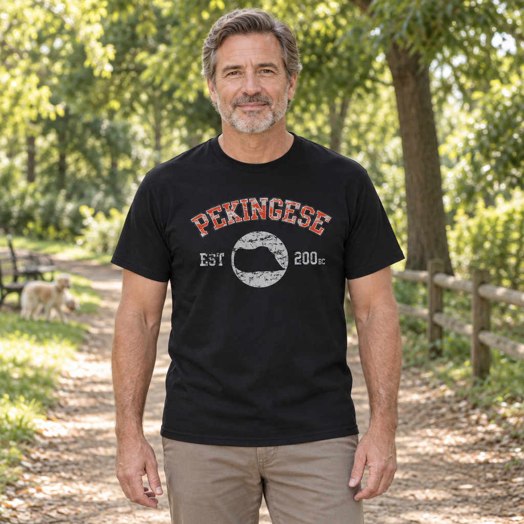 Pekingese Established 200 BC — Black T-Shirt — lifestyle hero