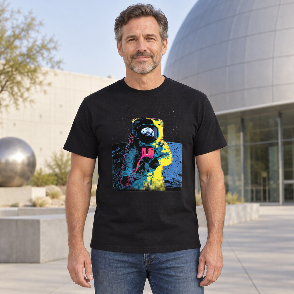 Colorful Astronaut — Black T-Shirt — lifestyle hero