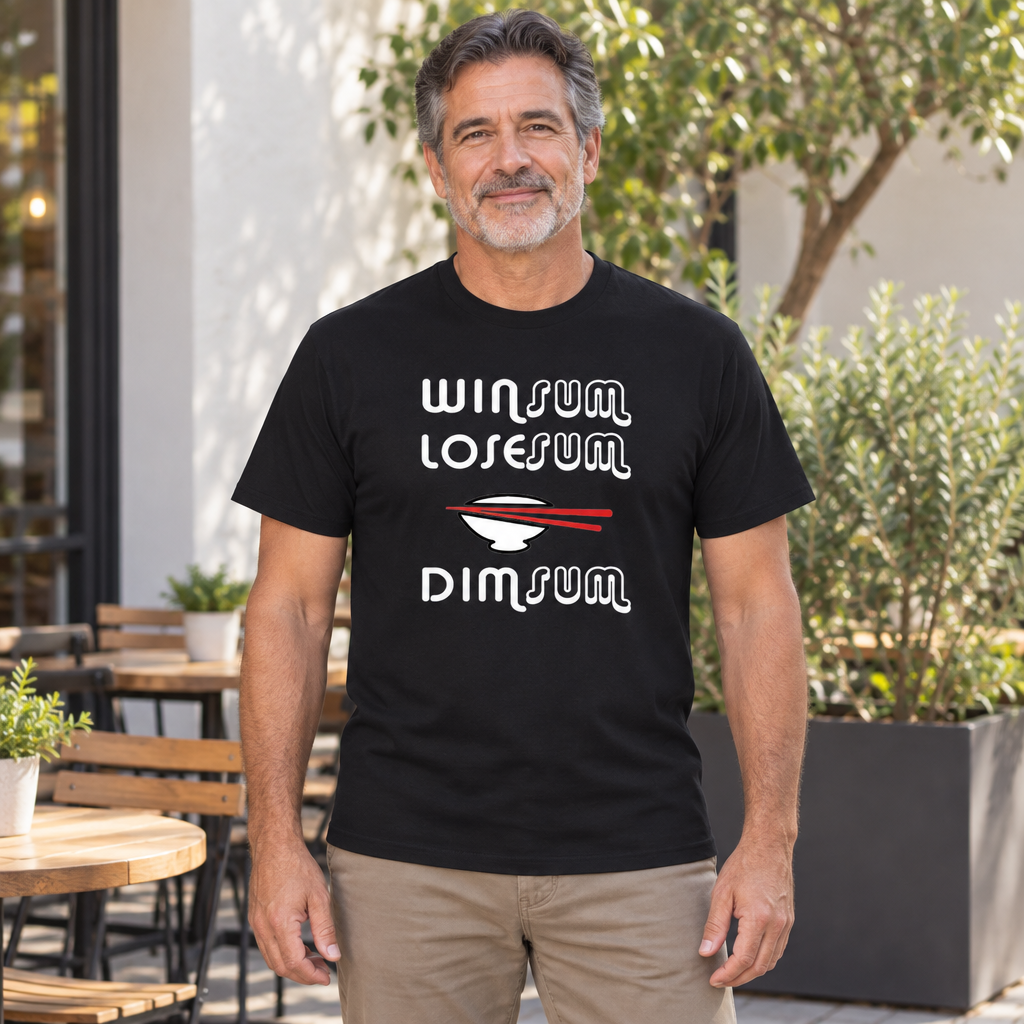 Win Sum Lose Sum Dim Sum — Black T-Shirt — lifestyle hero