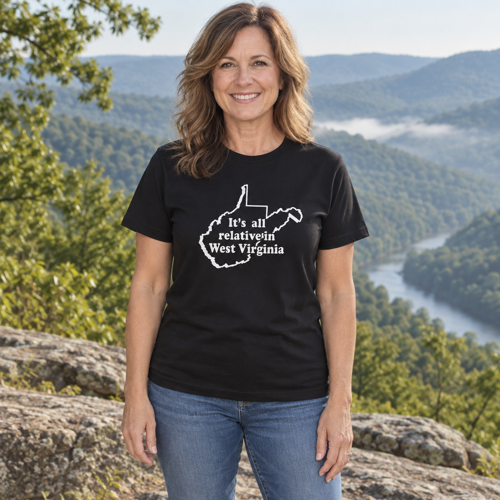 It's All Relative in West Virginia — Black T-Shirt — lifestyle hero