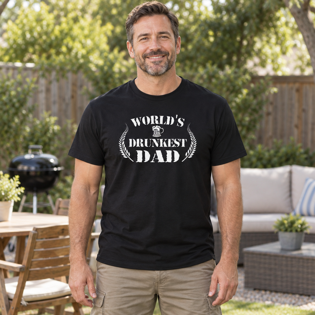 World's Drunkest Dad — Black T-Shirt — lifestyle hero