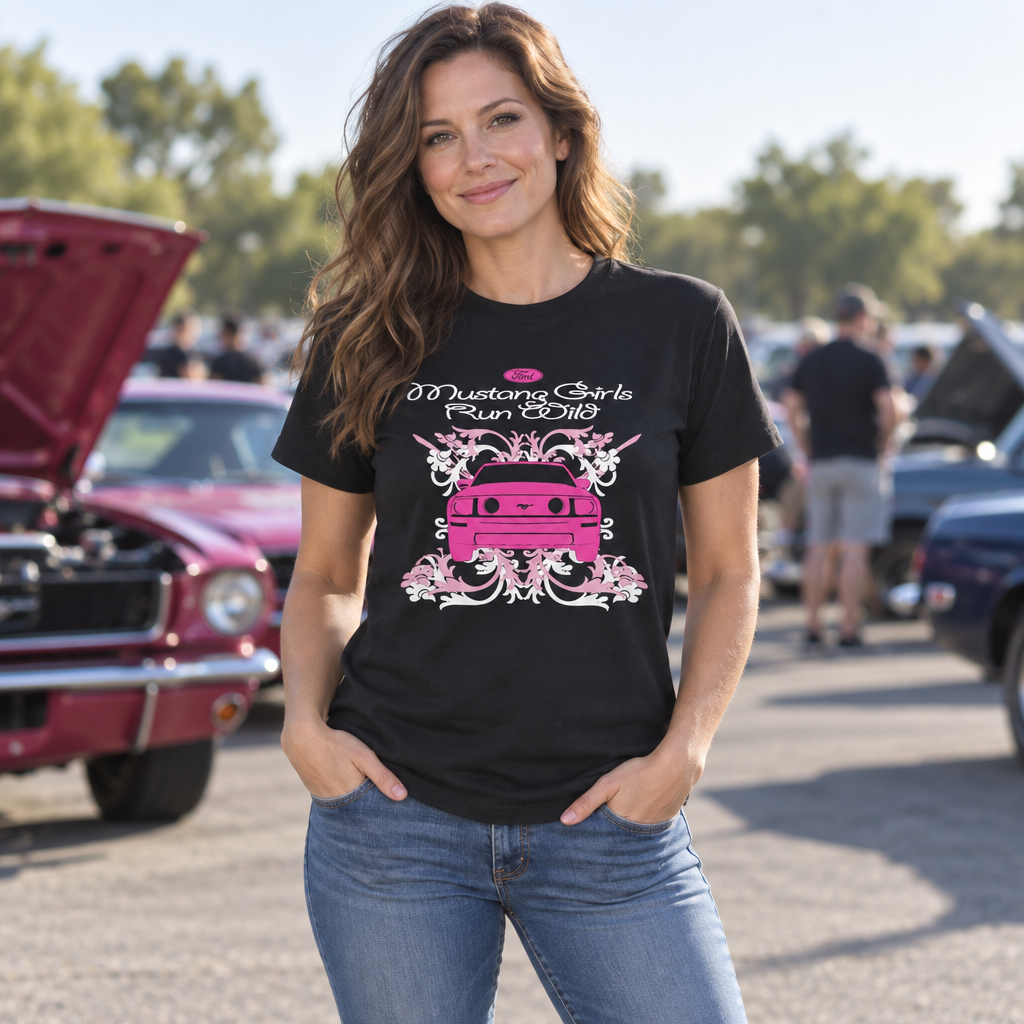 Mustang Girls Run Wild — Black T-Shirt — lifestyle hero