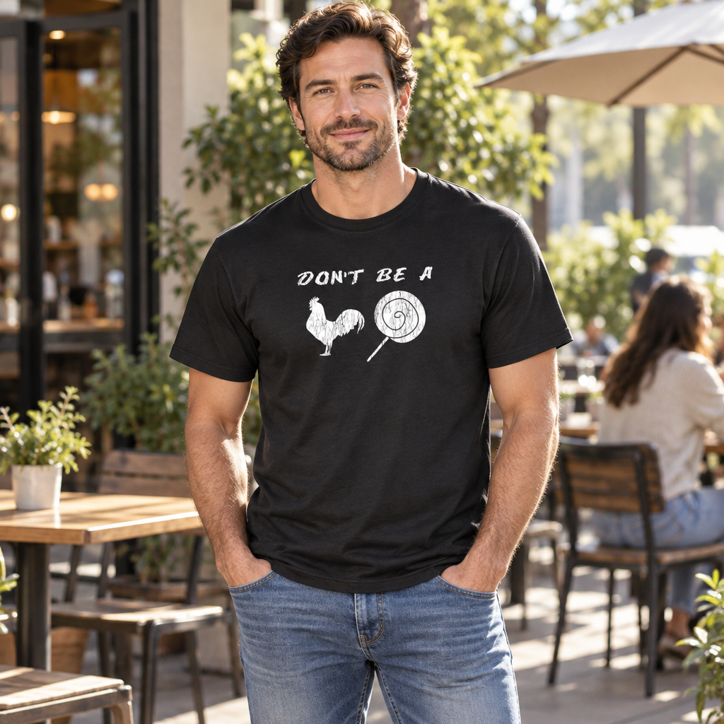 Don't Be a Cock Sucker — Black T-Shirt — lifestyle hero