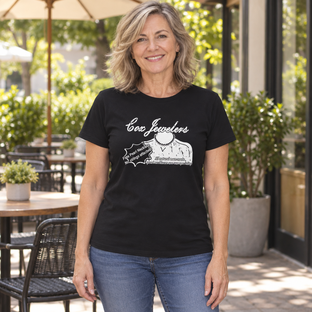 Cox Jewelers Funny Adult Humor — Black T-Shirt — lifestyle hero