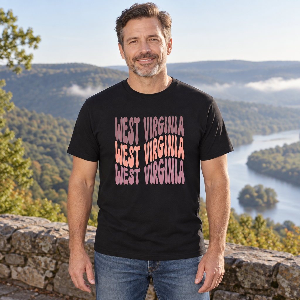 West Virginia — Black T-Shirt — lifestyle hero