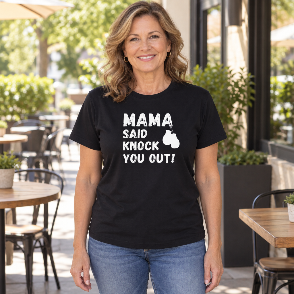 Mama Knock You Out — Black T-Shirt — lifestyle hero