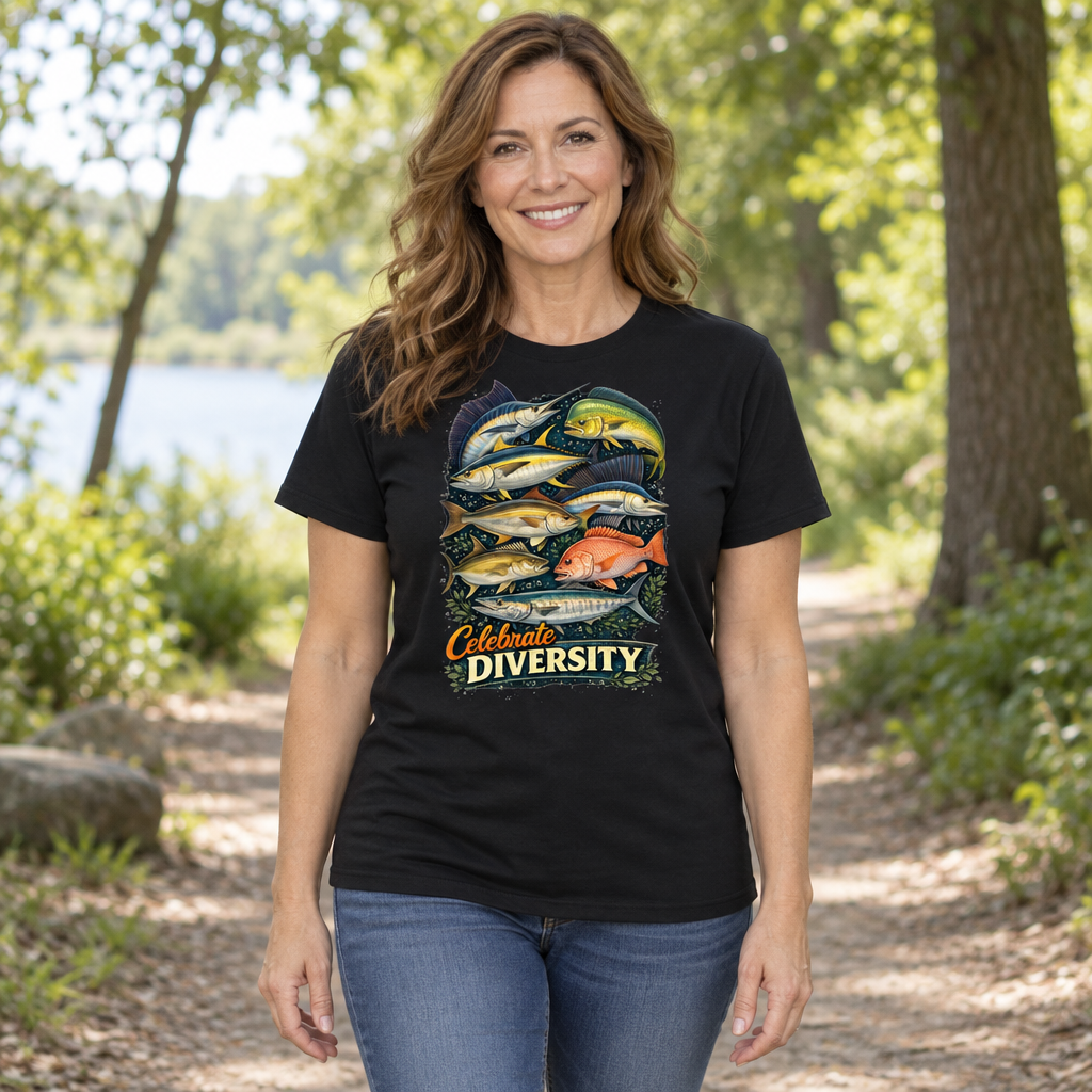 Saltwater Fishing — Black T-Shirt — lifestyle hero