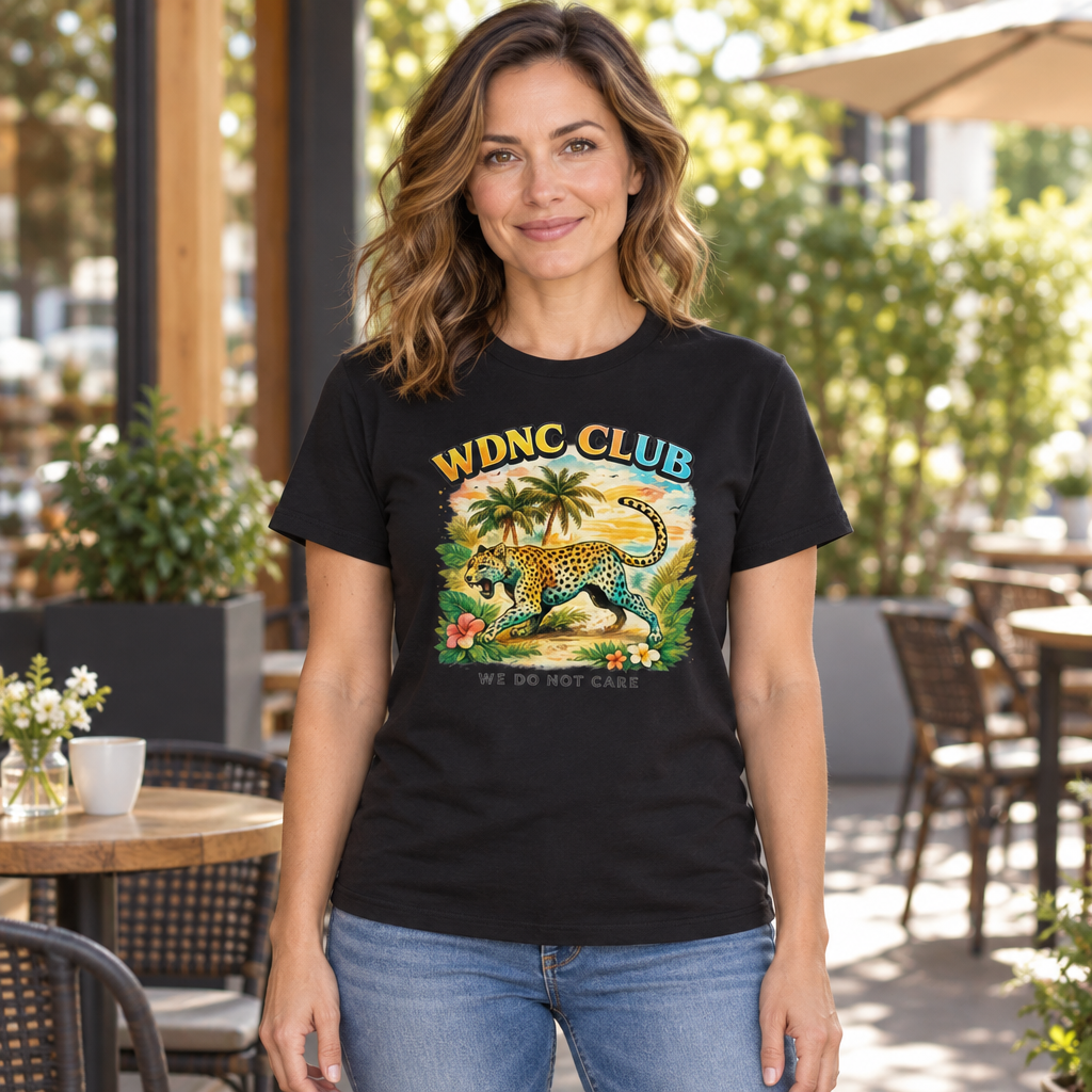 We Do Not Care Club — Black T-Shirt — lifestyle hero