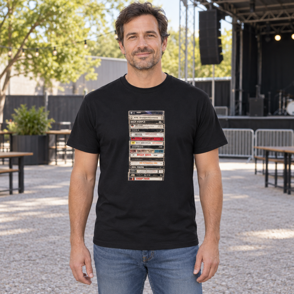 Cassette Tape — Black T-Shirt — lifestyle hero