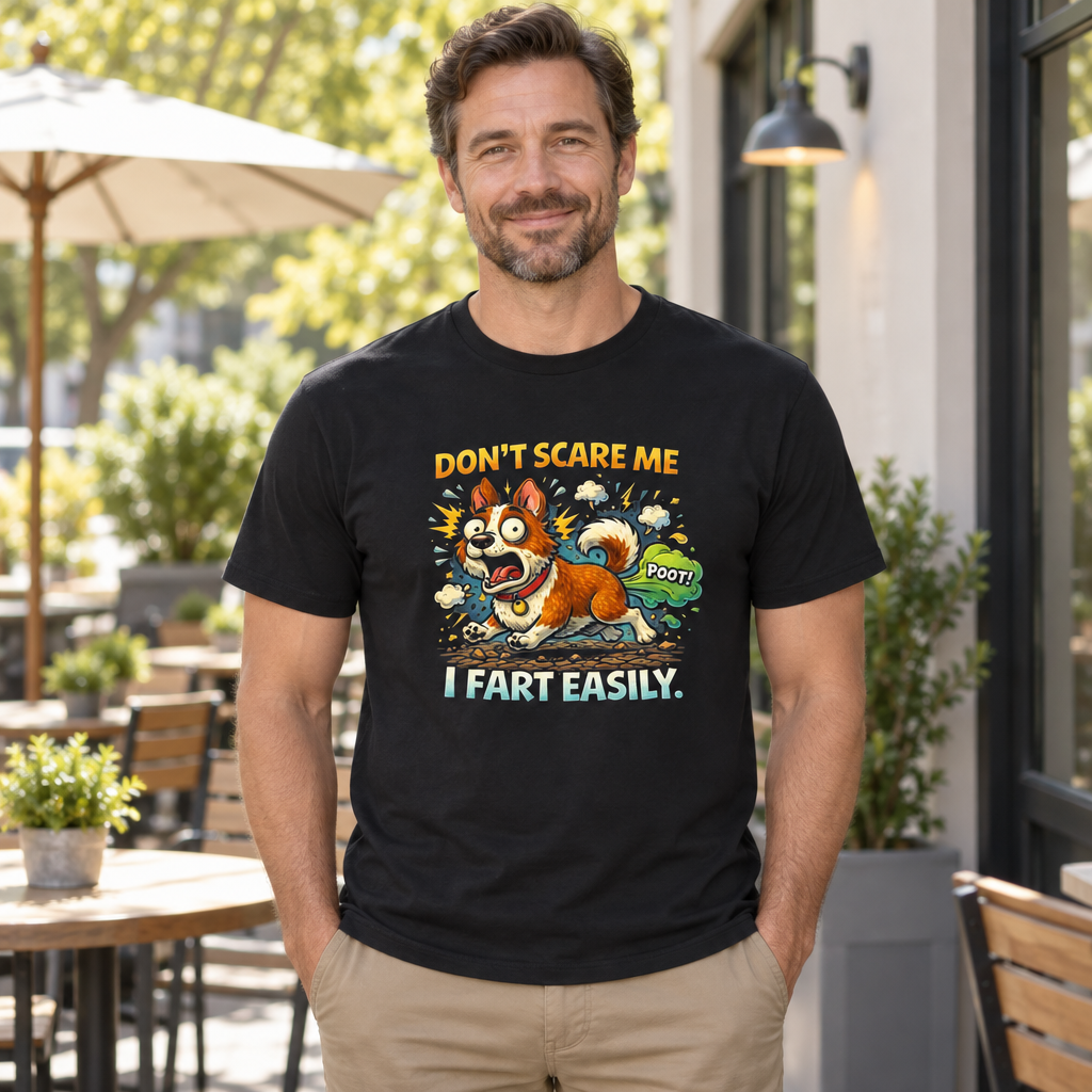 I Fart Easily Funny — Black T-Shirt — lifestyle hero