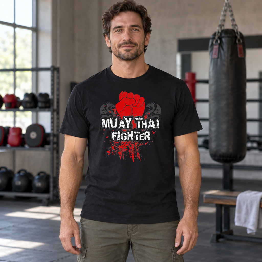 Muay Thai Fighter — Black T-Shirt — lifestyle hero