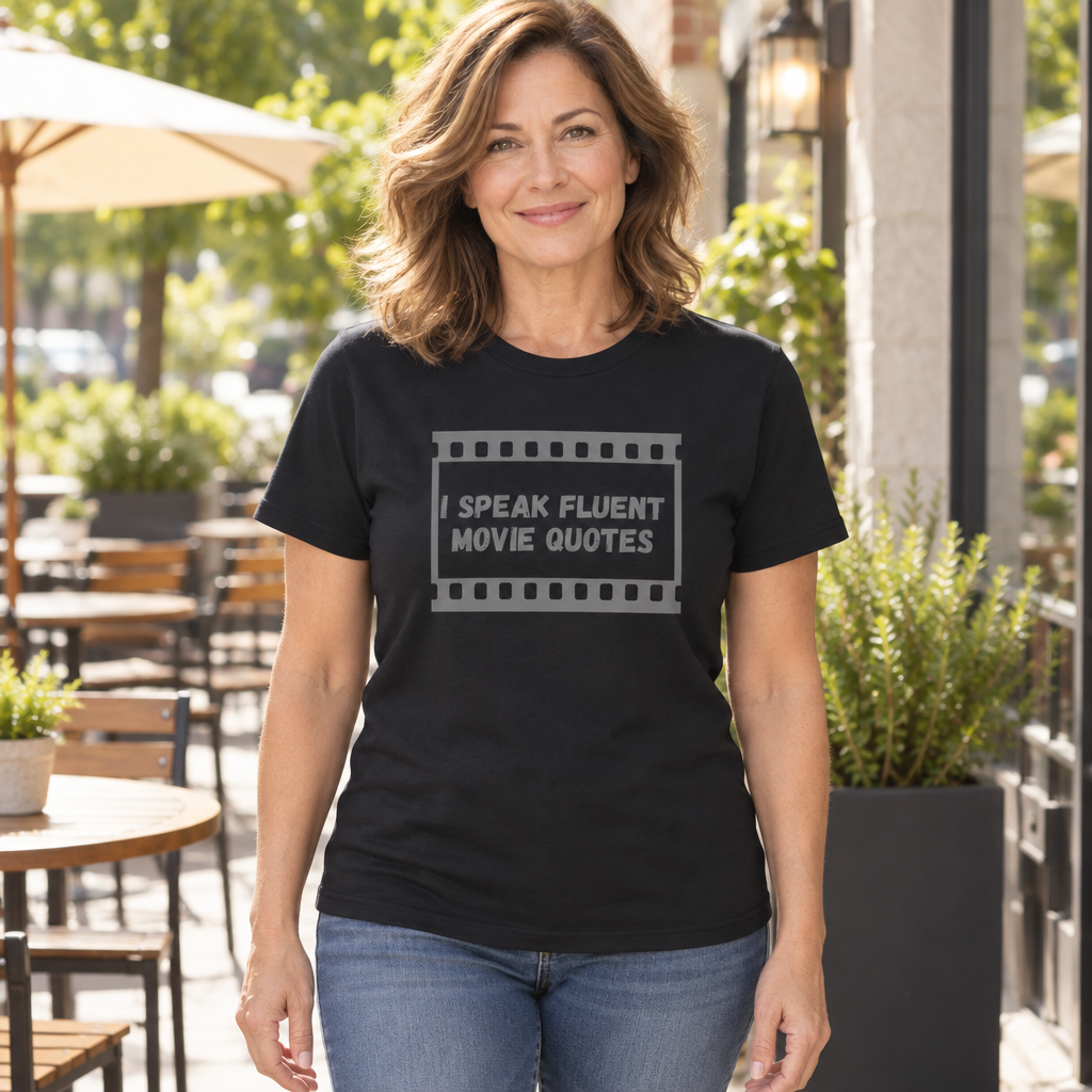 I Speak Fluent Movie Quotes — Black T-Shirt — lifestyle hero