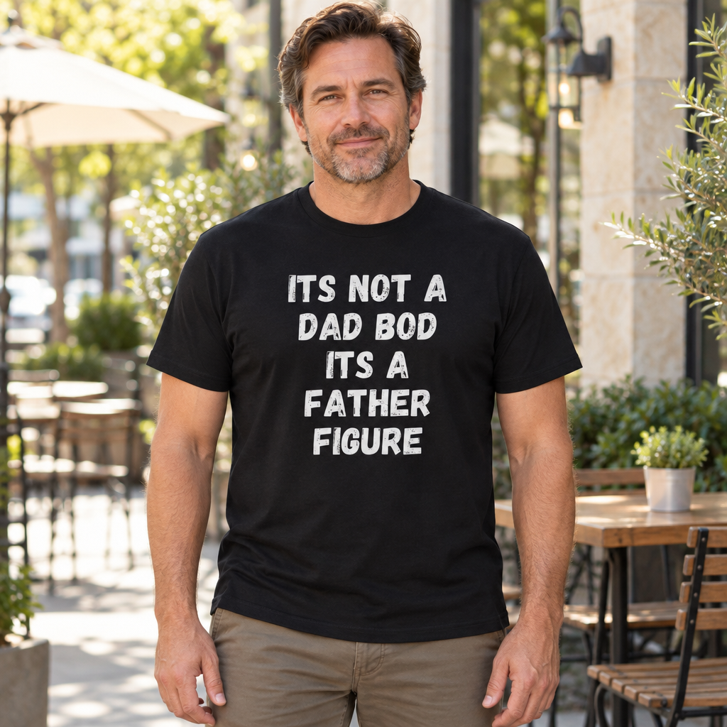 Dad Bod Father Figure — Black T-Shirt — lifestyle hero