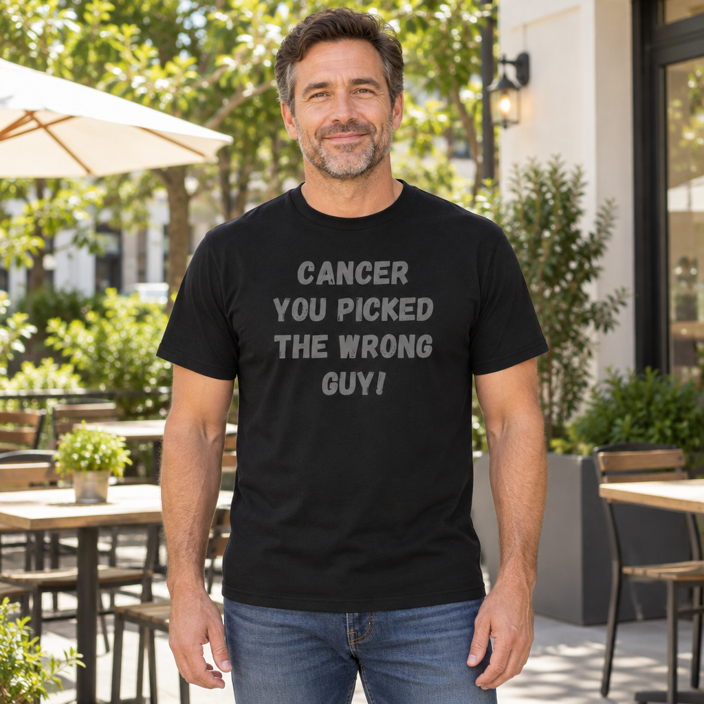 Cancer Awareness — Black T-Shirt — lifestyle hero