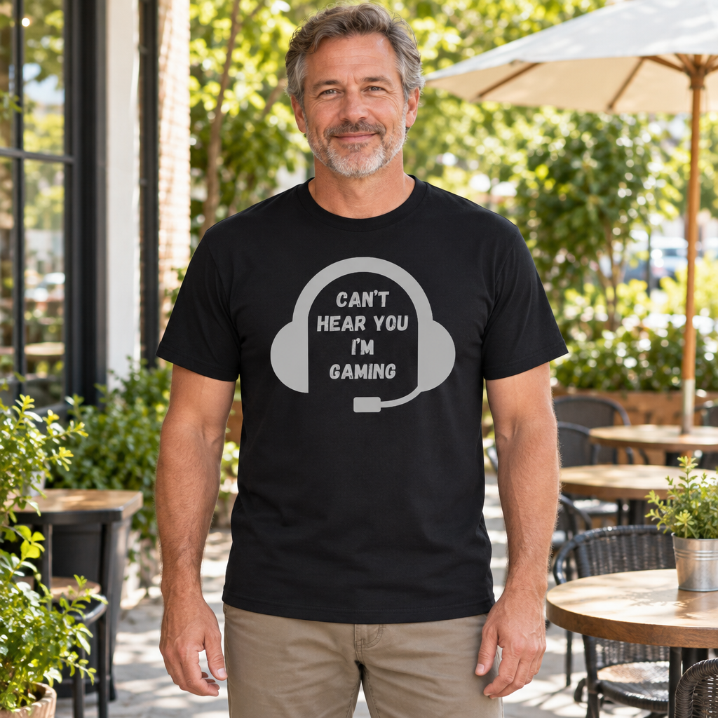 Funny Gaming — Black T-Shirt — lifestyle hero