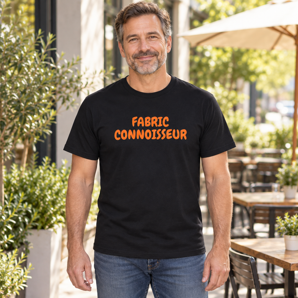 Fabric Connoisseur Funny Sewing — Black T-Shirt — lifestyle hero