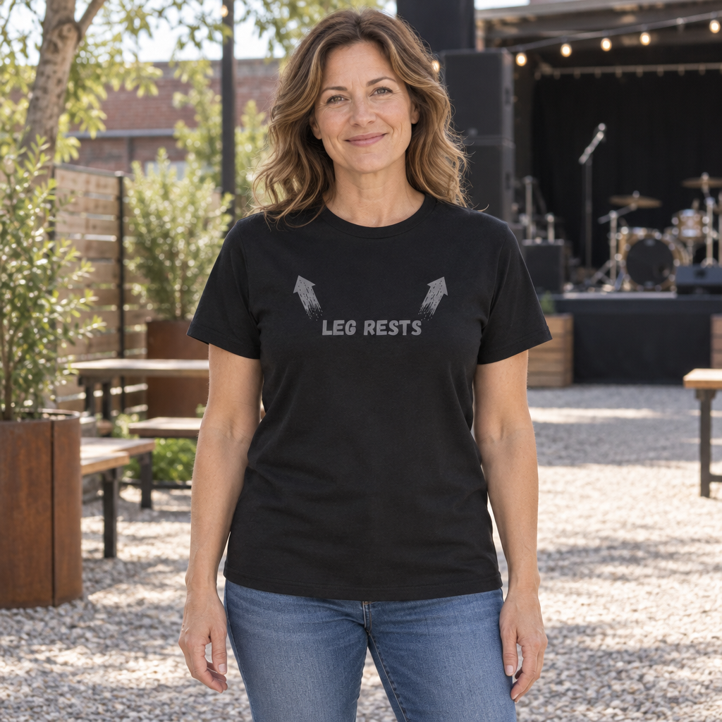 Leg Rests Arrows — Black T-Shirt — lifestyle hero