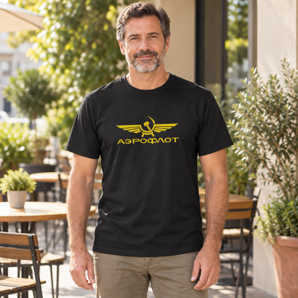 Aeroflot Wings Emblem — Black T-Shirt — lifestyle hero