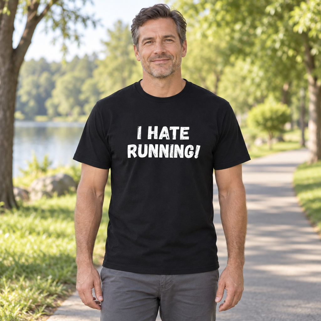 I Hate Running Funny — Black T-Shirt — lifestyle hero