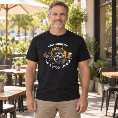Bad Choices Make Good Stories — Black T-Shirt — lifestyle hero