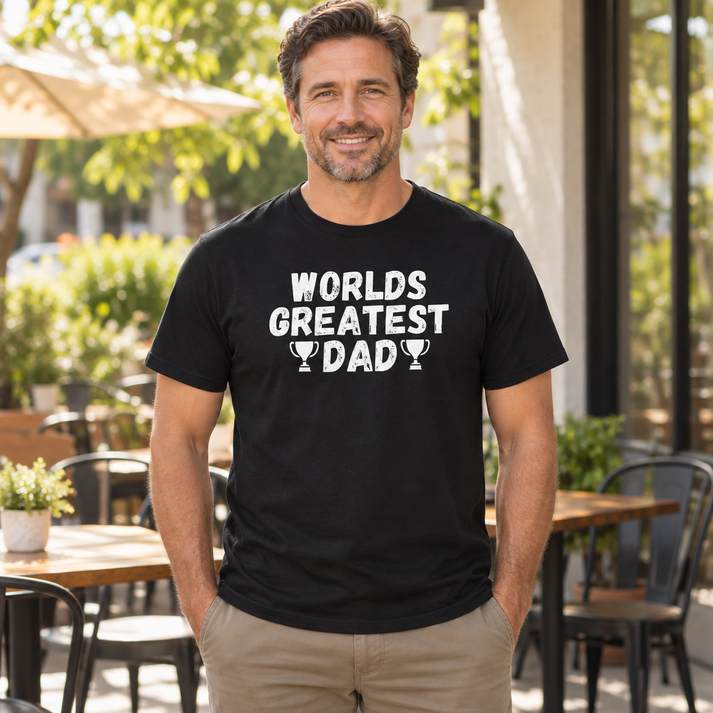 Worlds Greatest Dad — Black T-Shirt — lifestyle hero