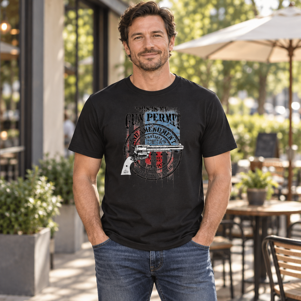 This Is My Gun Permit — Black T-Shirt — lifestyle hero