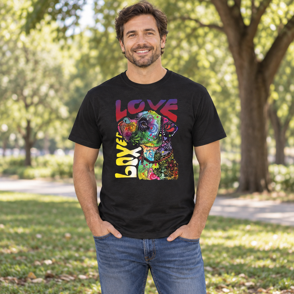 Boxer Love — Black T-Shirt — lifestyle hero