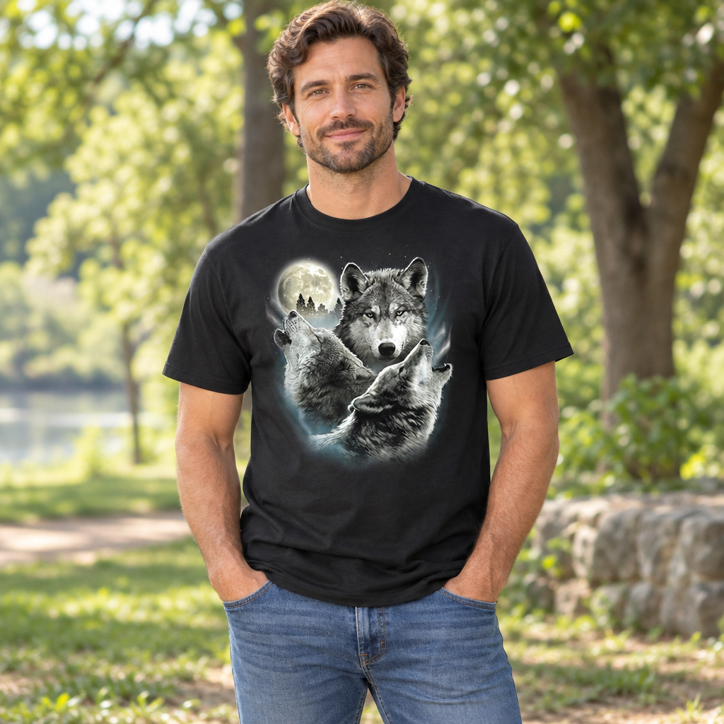 Howling in the Night — Black T-Shirt — lifestyle hero