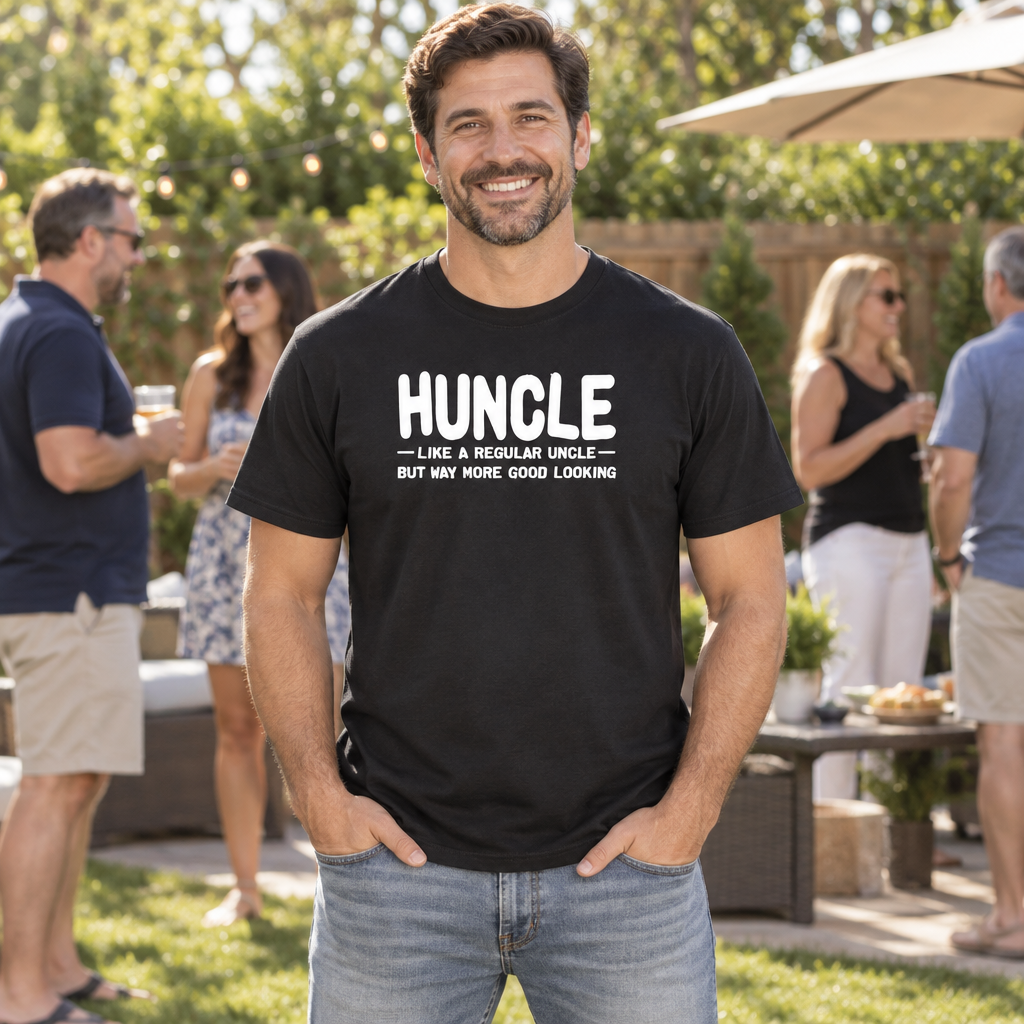 Huncle — Black T-Shirt — lifestyle hero
