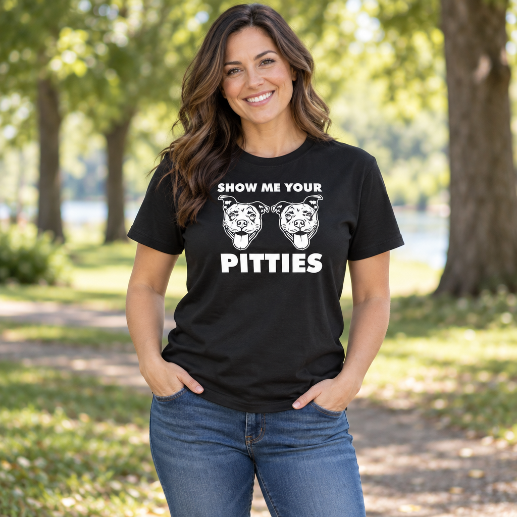 Show Me Your Pitties — Black T-Shirt — lifestyle hero