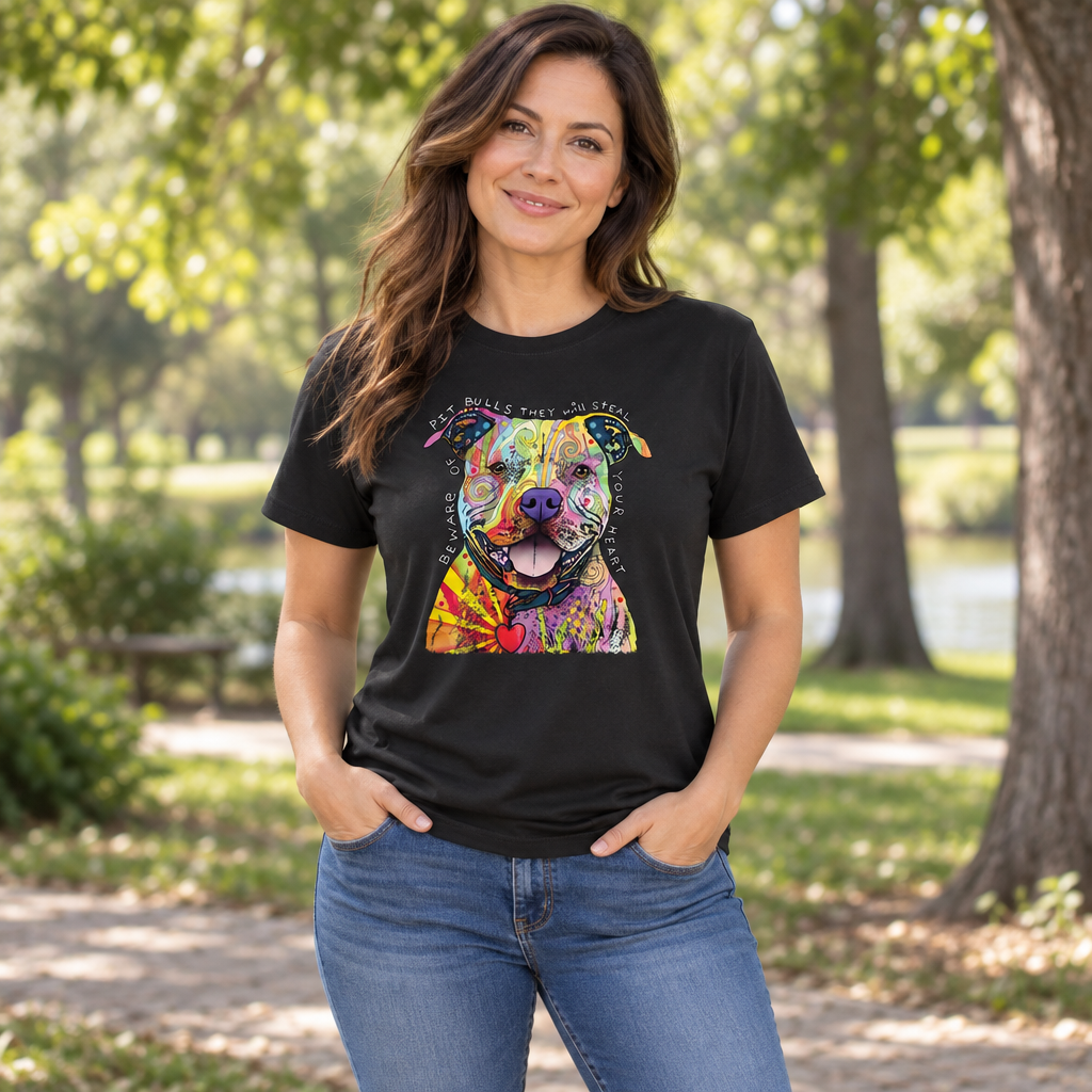 Beware of Pit Bulls — Black T-Shirt — lifestyle hero