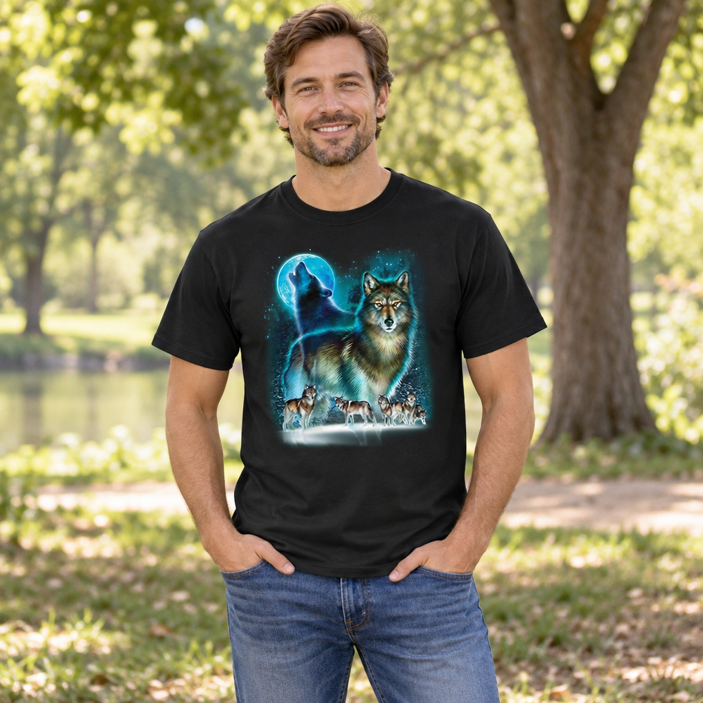 Wolf Moon — Black T-Shirt — lifestyle hero